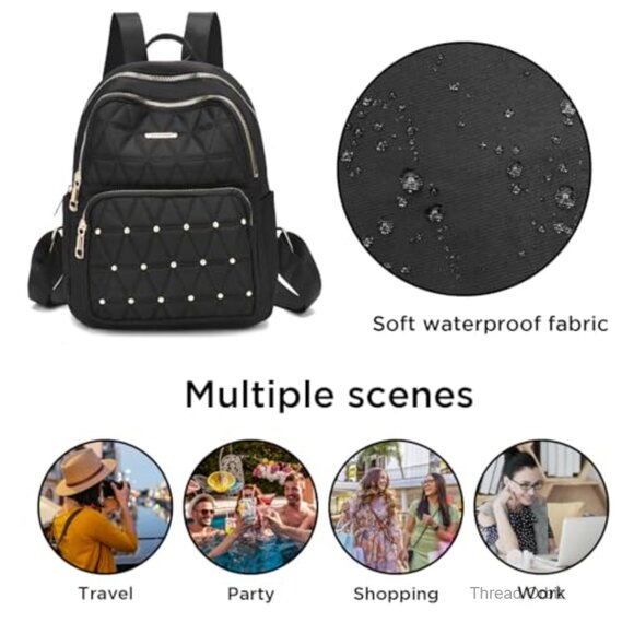 Mini Nylon Backpack Anti Theft Lightweight Daypack With Multiple Pockets